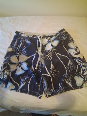 No Boundaries Navy and White Floral Swim Bermudas